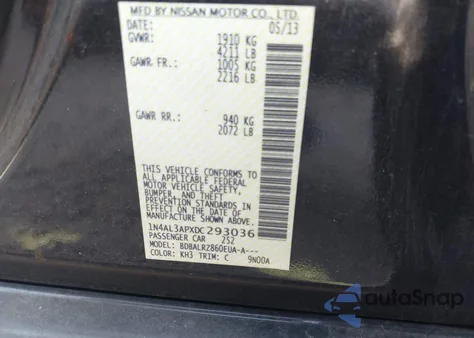 2013 Nissan Altima 2.5 S from USA, damaged, VIN 1N4AL3APXDC293036